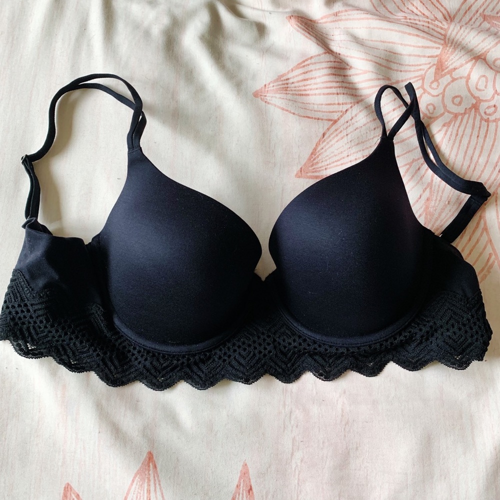 Aerie Demi Coverage Lightly Lined Black Bra